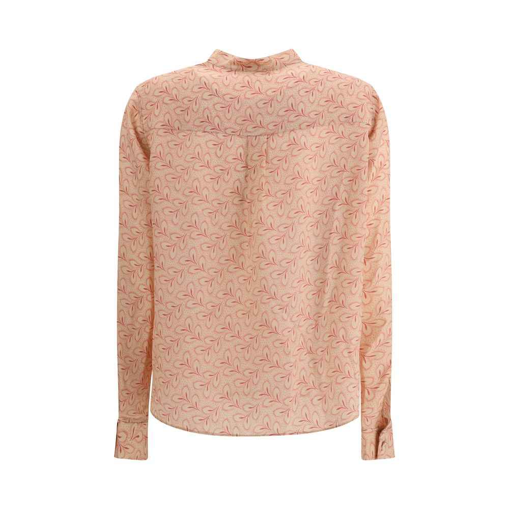 Kristina Ti Blouse with foliage print and refined stand-up collar