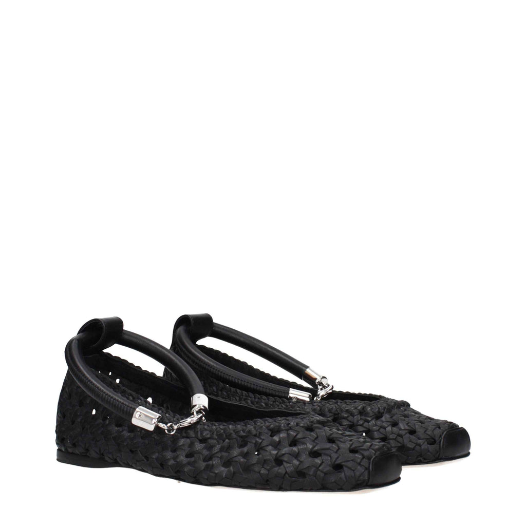 Max Mara Black Leather Ballet Flats