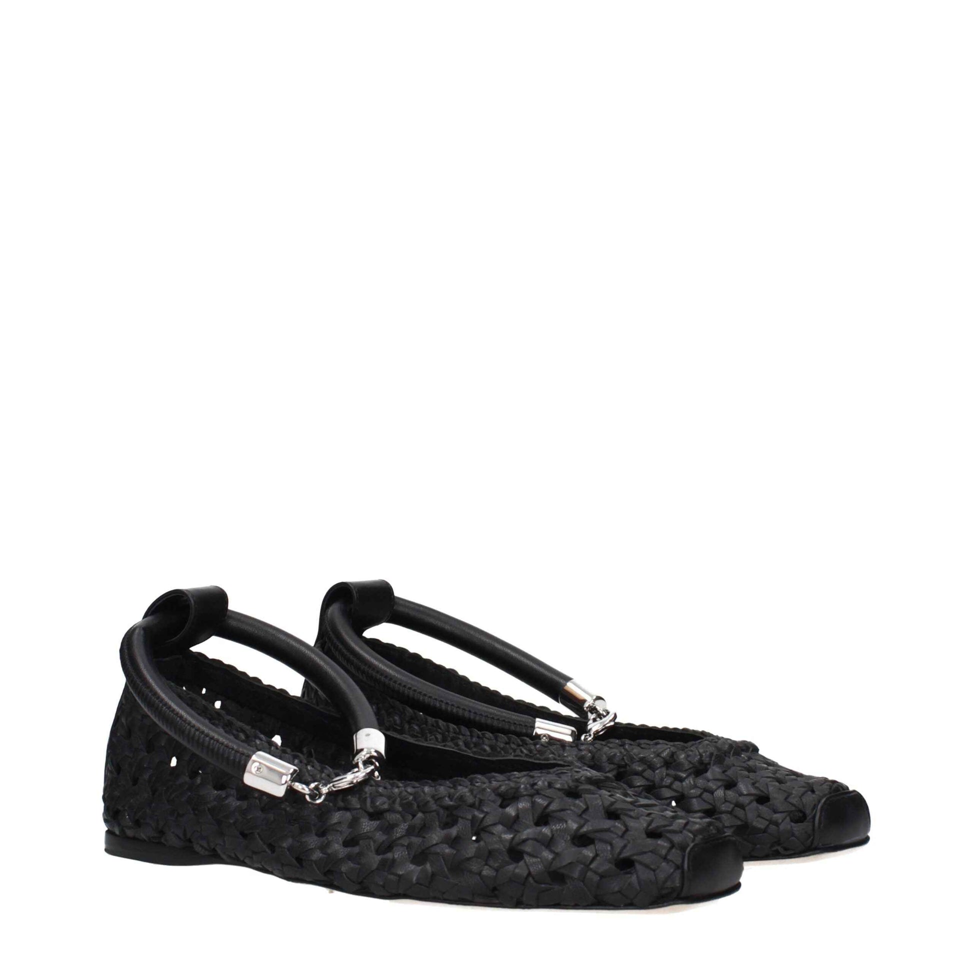 Max Mara Black Leather Ballet Flats