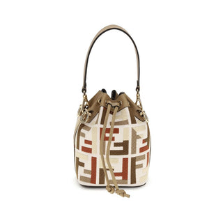 Fendi Mon Tresor Embroidered Canvas Bucket Bag