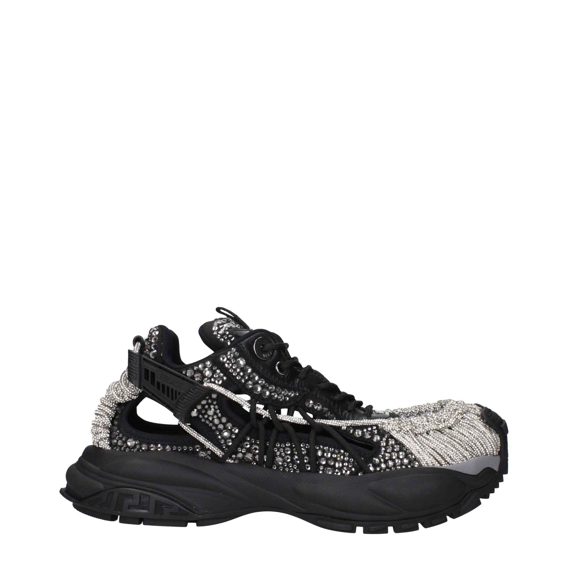 Versace Black Fabric Chunky Sneakers