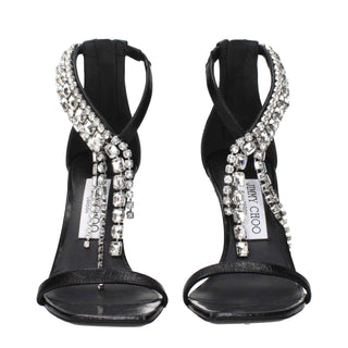 Jimmy Choo Black Leather Stiletto Heels Sandals