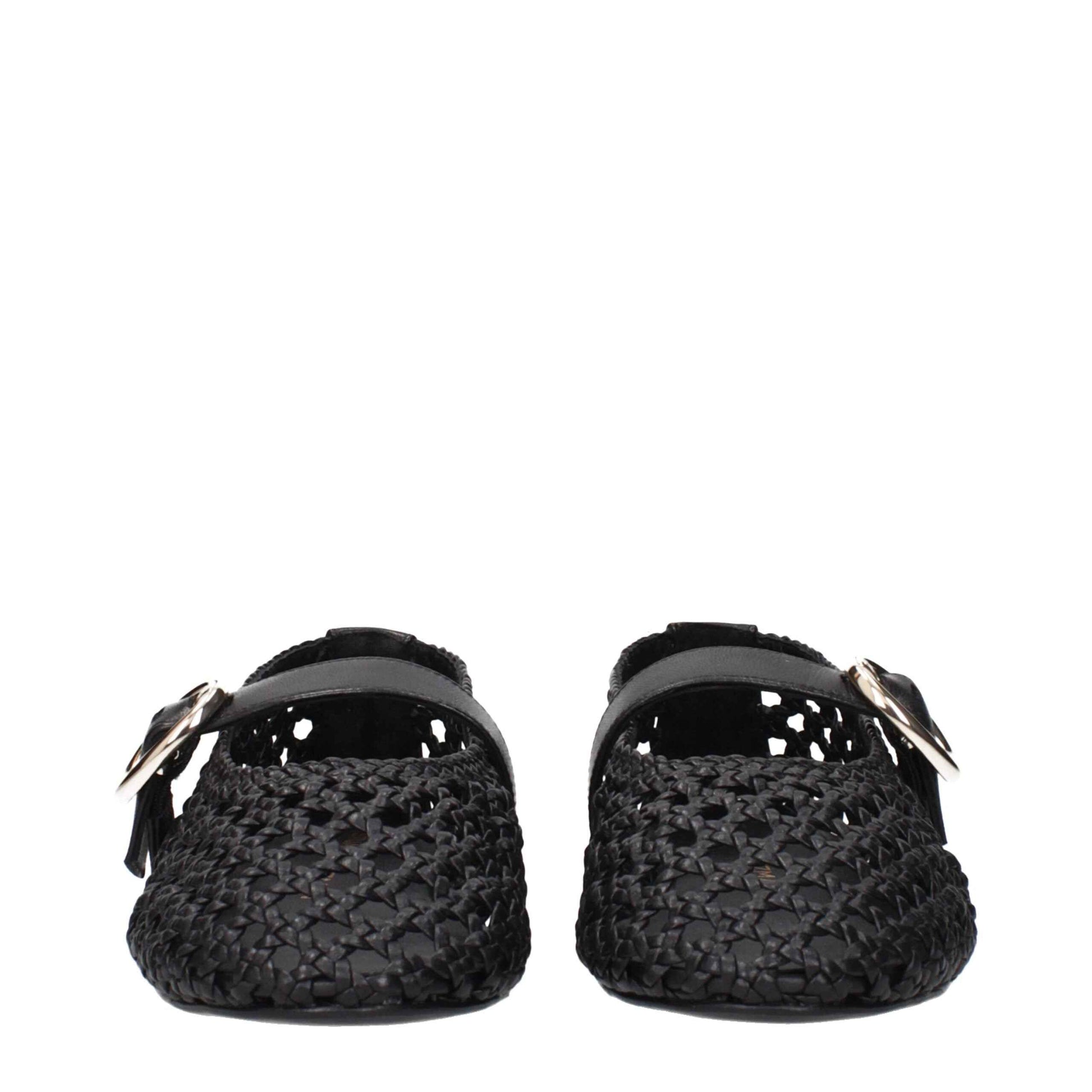 Stuart Weitzman Black Leather Ballet Flats