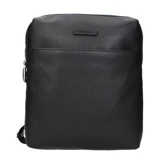 Piquadro Black Leather Adjustable Crossbody Bag