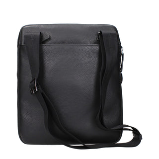 Piquadro Black Leather Adjustable Crossbody Bag