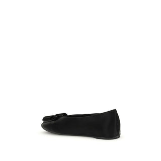Ferragamo Black Calf Leather Bos Taurus Ballet Flats