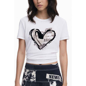 Desigual White Cotton Women T-Shirt