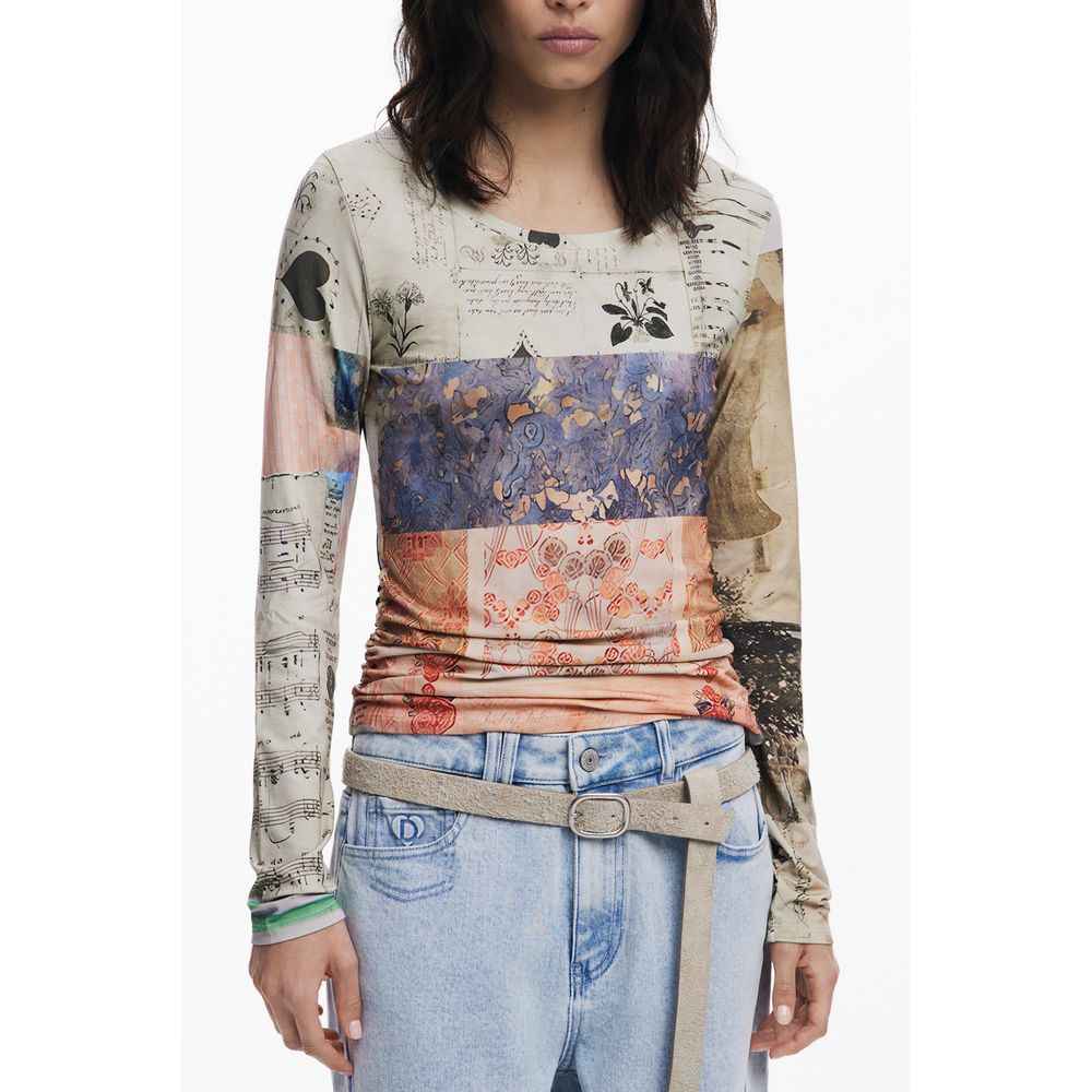 Desigual Beige Elastane Tops & T-Shirt