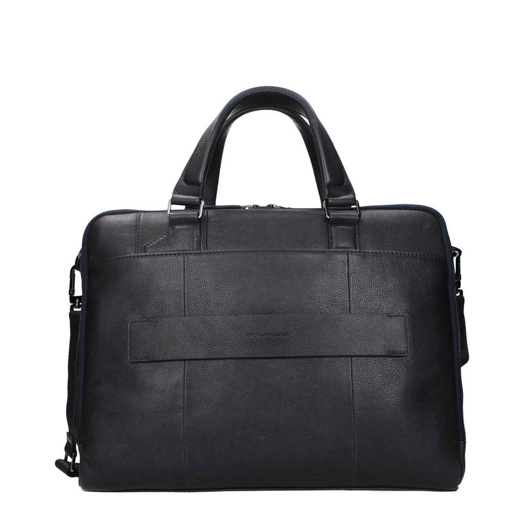 Piquadro Blue Leather Business And Laptop Bags