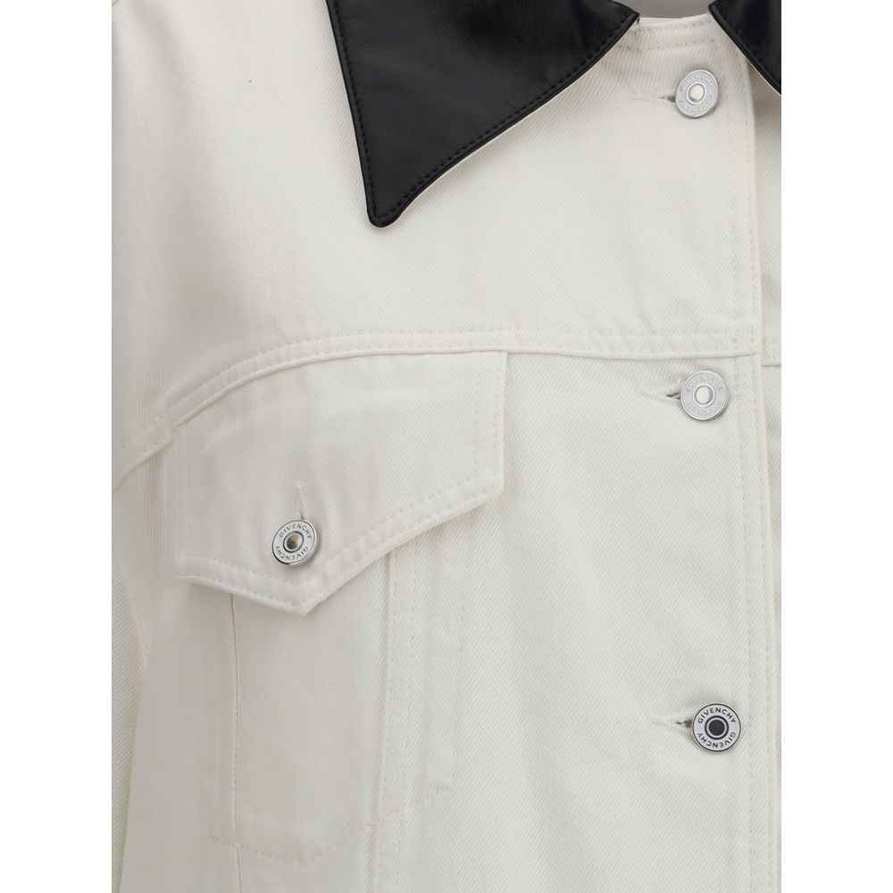 Givenchy Denim Jacket With Leather Collar