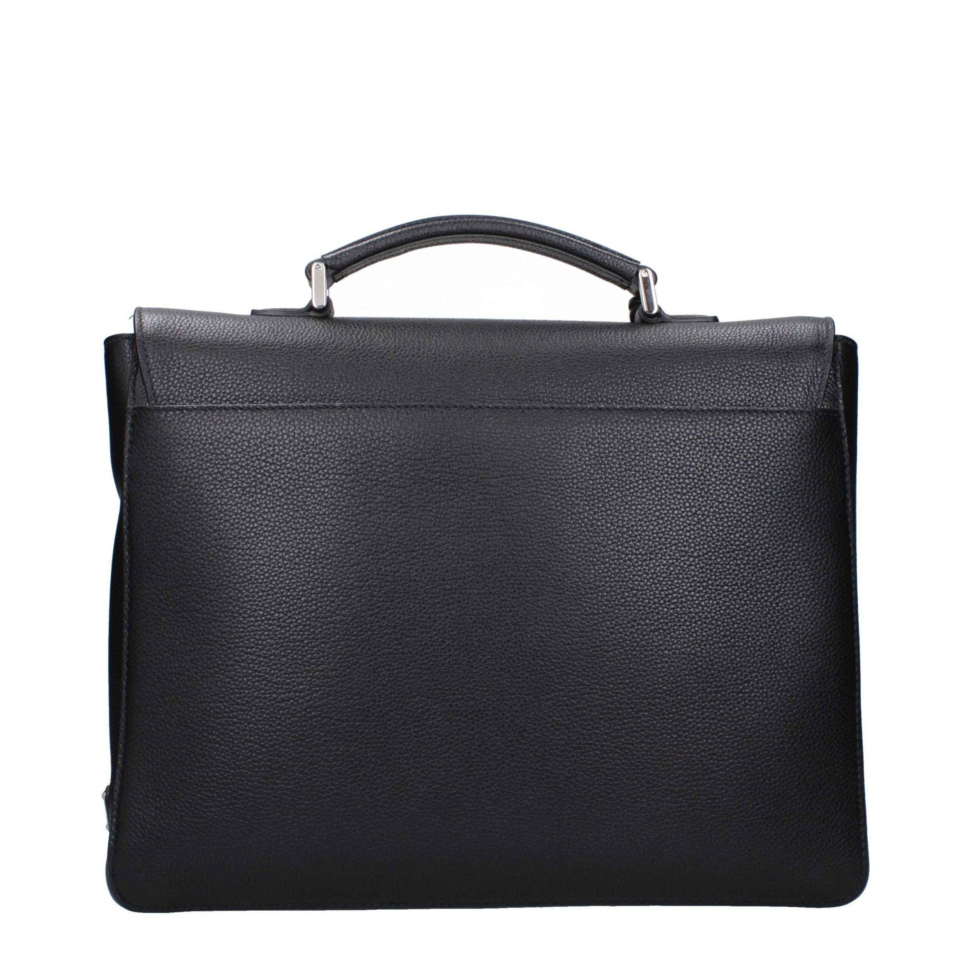 Prada Black Leather Business And Laptop Bags