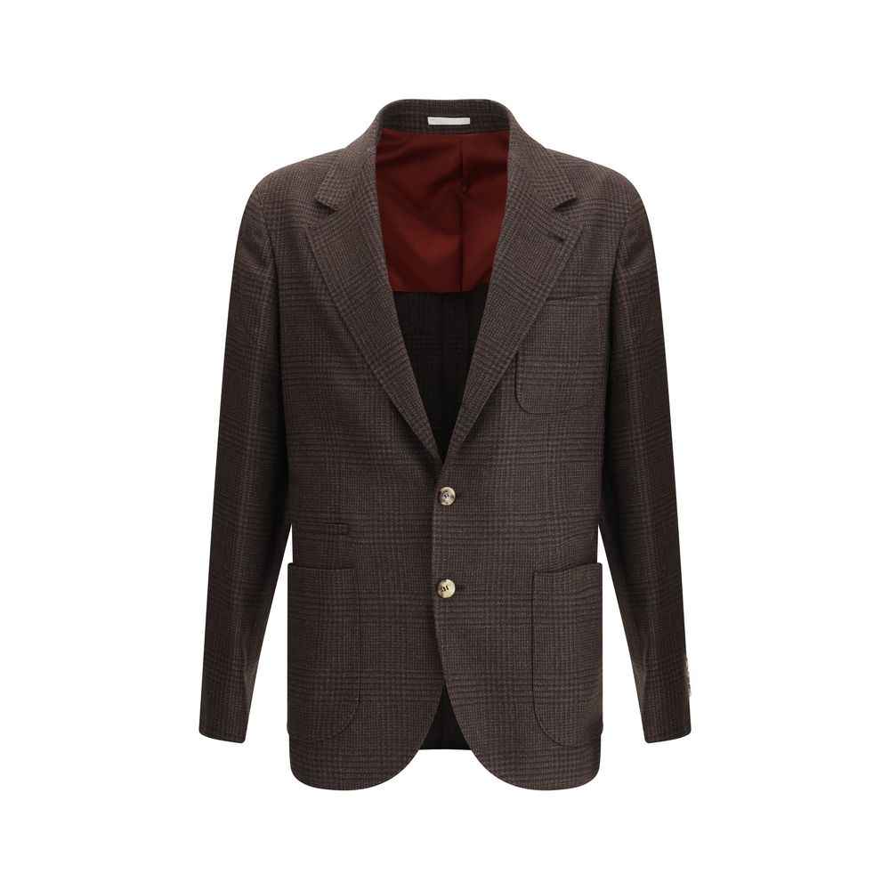 Brunello Cucinelli Prince of Wales Wool Blazer