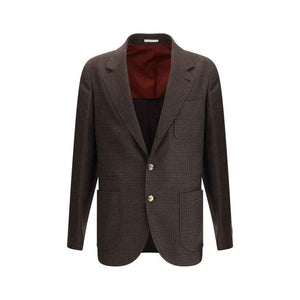 Brunello Cucinelli Prince of Wales Wool Blazer
