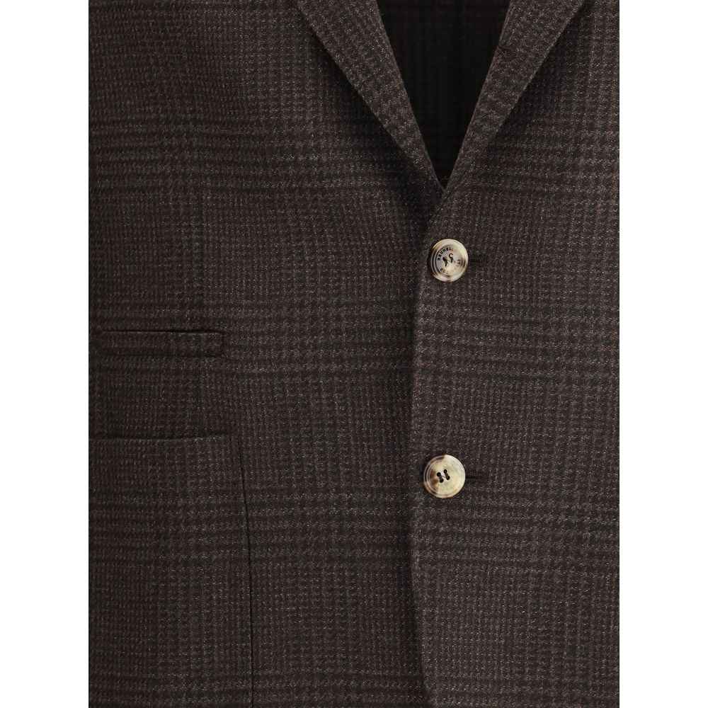Brunello Cucinelli Prince of Wales Wool Blazer