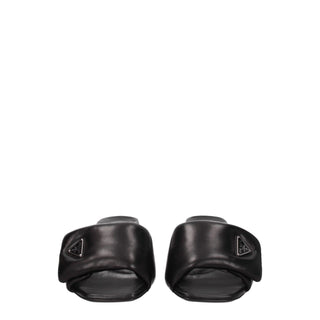 Prada Black Leather Platform Sandals