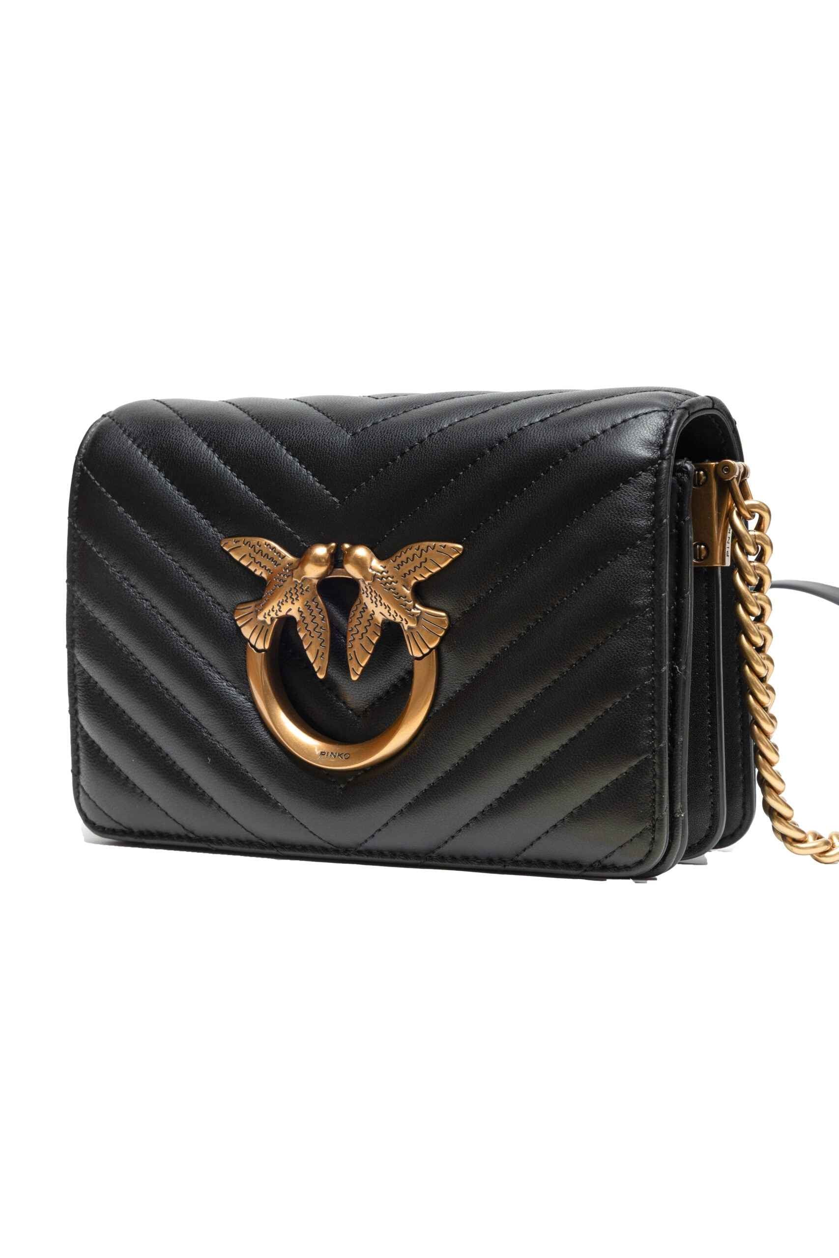 PINKO Black Love Click Mini Sheep nappa Chevron