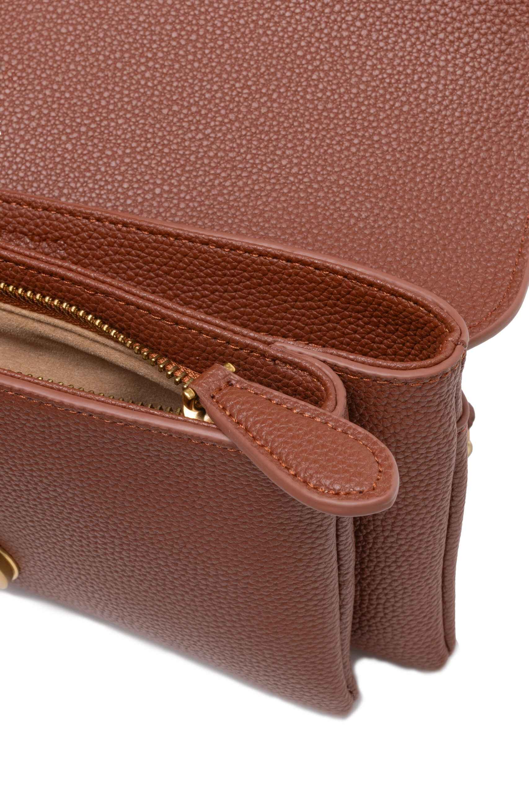 PINKO Brown Leather Love Small Shoulder Bag