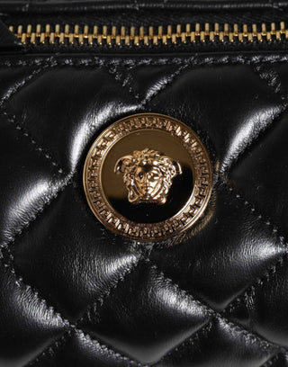 Versace Black Mini Quilted Lambskin Leather Crossbody Sling Borse Bag