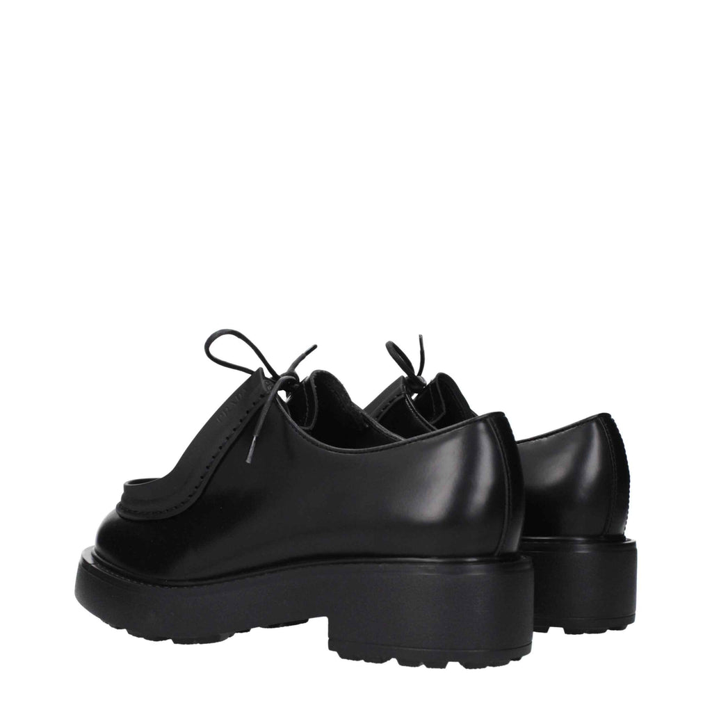 Prada Black Leather Oxfords And Derbies