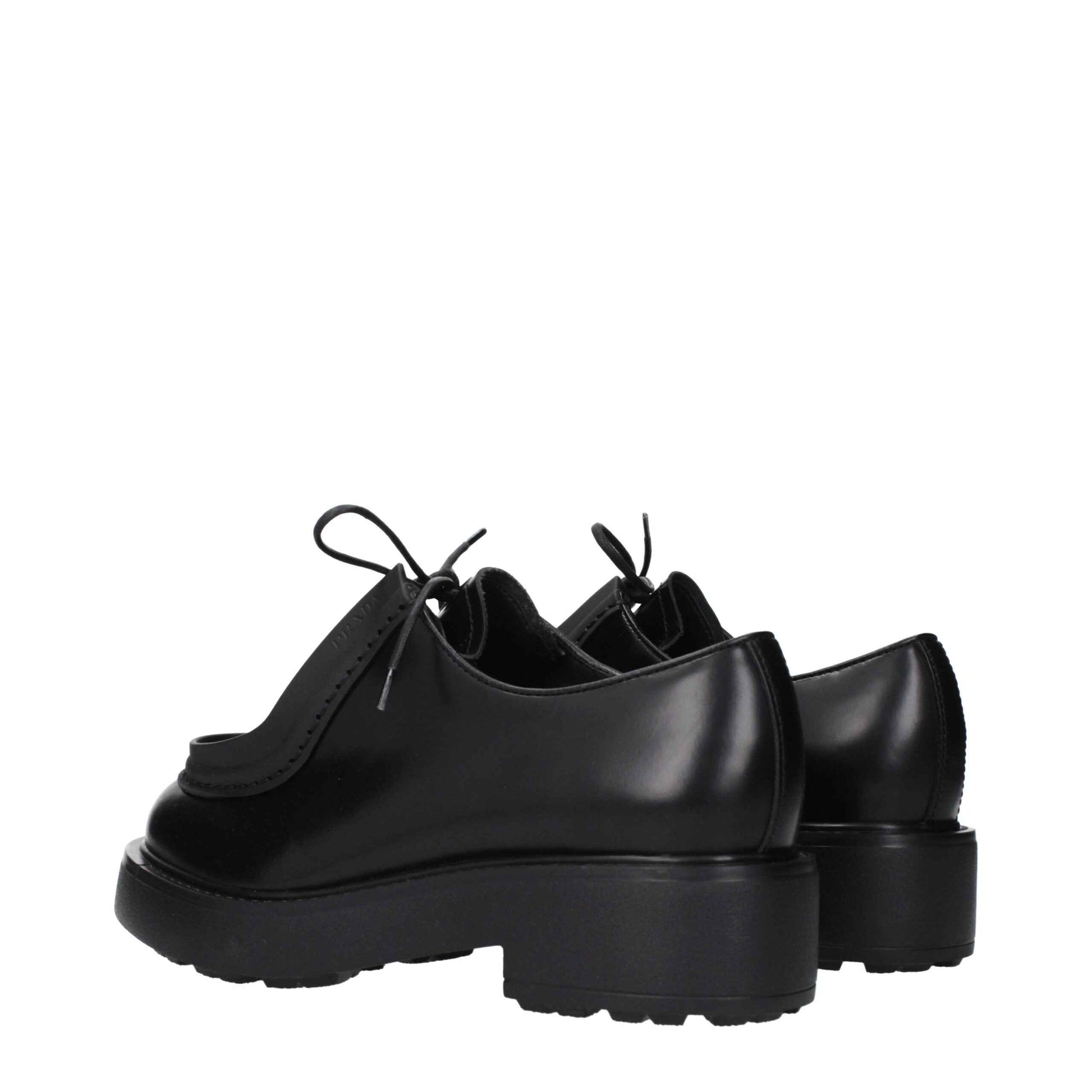 Prada Black Leather Oxfords And Derbies