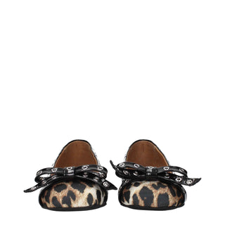 Ganni Brown Fabric Ballet Flats