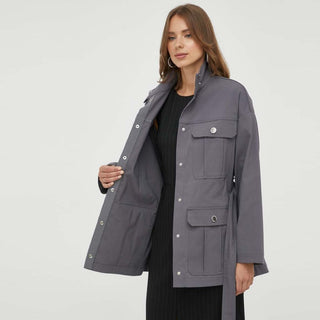 Patrizia Pepe Gray Cotton Jackets & Coat