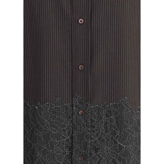 Fendi Pinstripe Wool and Lace Shirt
