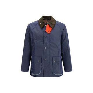Barbour Waxed Jacket with a corded velvet collar