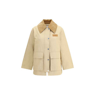 Ganni Cotton Jacket with corduroy collar