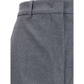 Max Mara Gray Fleece Wool Casual Pants