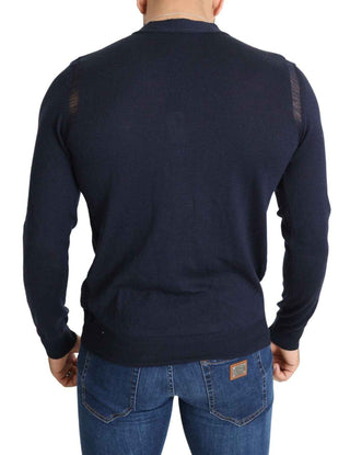 Karl Lagerfeld Wool Blue Full Button Cardigan Mens Top Sweater
