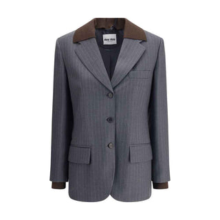 Miu Miu Gray Fleece Wool Blazer