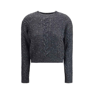 Max Mara cropped boxy Sweater in alpaca-blend yarn interwoven with metallic fibers