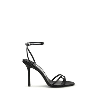 Jimmy Choo Black Calf Leather Bos Taurus Stiletto Heel Sandals