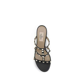 Valentino Garavani Black Calf Leather Bos Taurus Platform Sandals