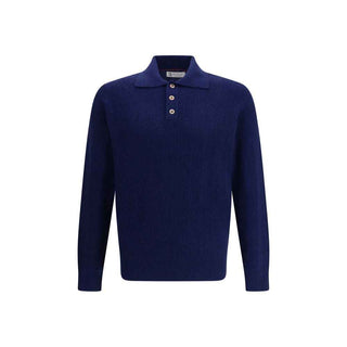 Brunello Cucinelli Blue Cashmere Polo Shirt