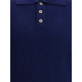 Brunello Cucinelli Blue Cashmere Polo Shirt