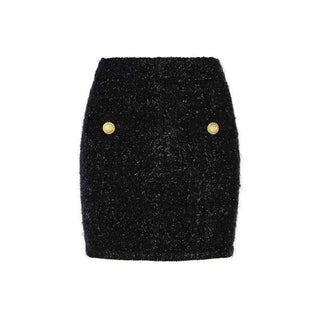 Balmain Black Cotton Mini Skirt
