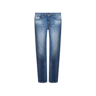 Versace Blue Cotton Straight-Leg Jeans