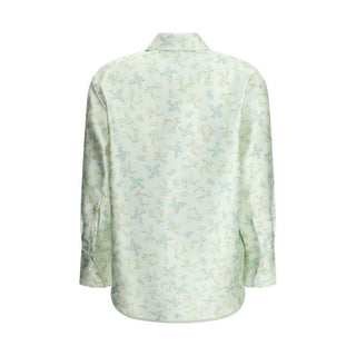 Jil Sander Green Silk Pattern Shirt