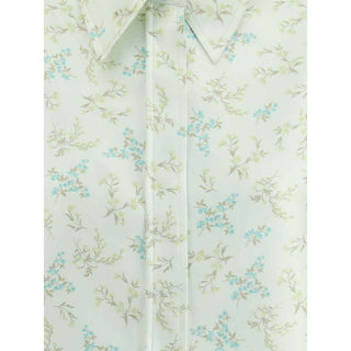 Jil Sander Green Silk Pattern Shirt