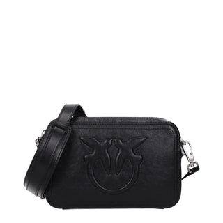 PINKO Black Leather Crossbody Bag