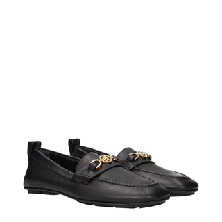 Versace Black Leather Slip-On Loafers