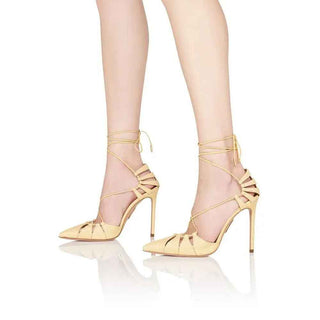 Aquazzura Yellow Raffia Stiletto Heel Sandals