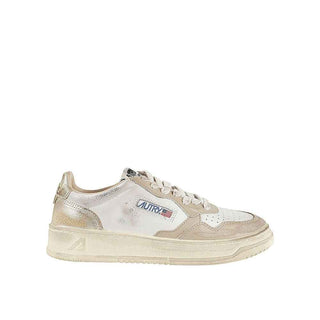 Autry Beige Leather Athletic Sneakers