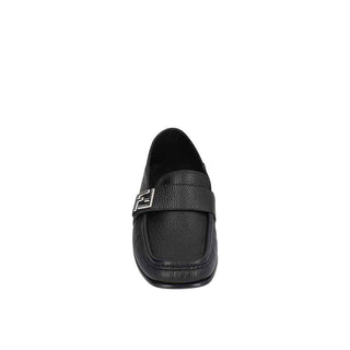 Fendi Black Calfskin Slip-On Loafers