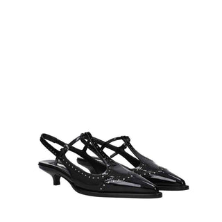 Miu Miu Black Calfskin Mid Heel Pumps