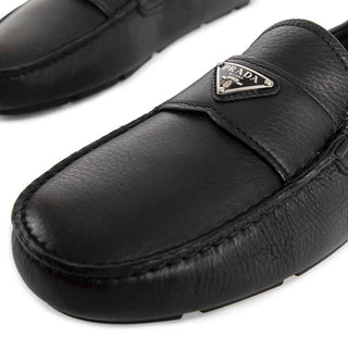 Prada Black Calfskin Slip-On Loafers