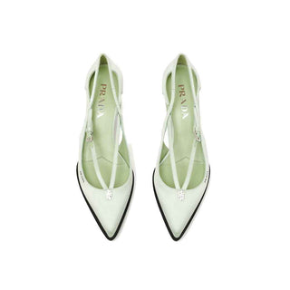 Prada Green Silk Mid Heel Pumps