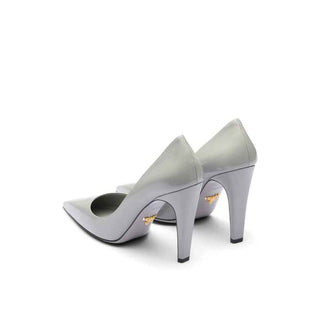 Prada Gray Leather High Heel Pumps